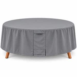 70 in. Dia Medium Grey Round Patio Table and Chair Set Cover - Durable and Water Resistant Outdoor Furniture Cover