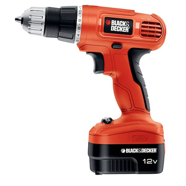 BLACK+DECKER 12-Volt NiCd Cordless 3/8 in. Drill with Soft Grips with  Battery 1.5Ah and Charger GCO1200C - The Home Depot