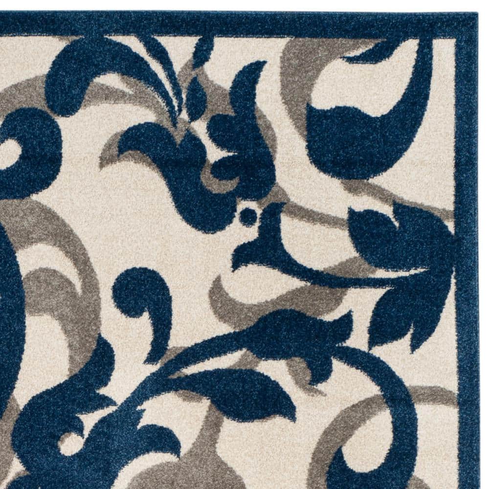 Ivory Floral Bliss 8' x 10' Easy-Care Synthetic Area Rug