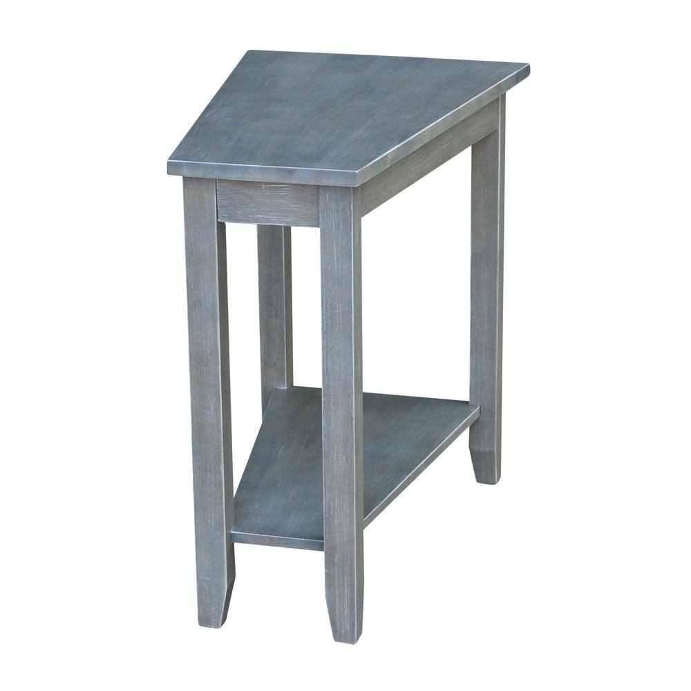 Elegant Triangular Solid Wood Keystone Accent Table