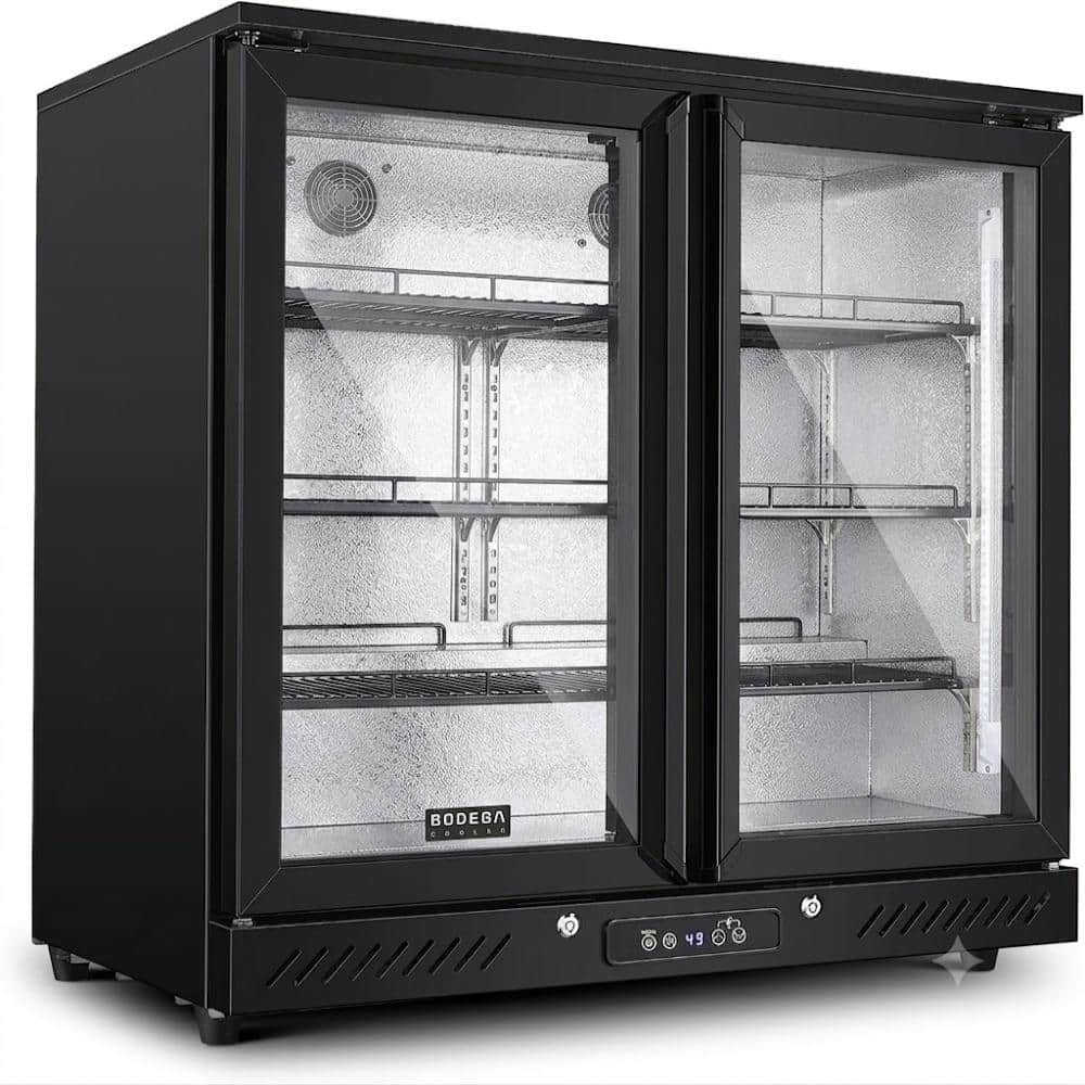 Commercial 24 in. Single Zone 180-Cans Beverage & Wine Cooler Wine Cooler in Stainless Steel and Black Dual Glass Door price history on PriceWatchPro