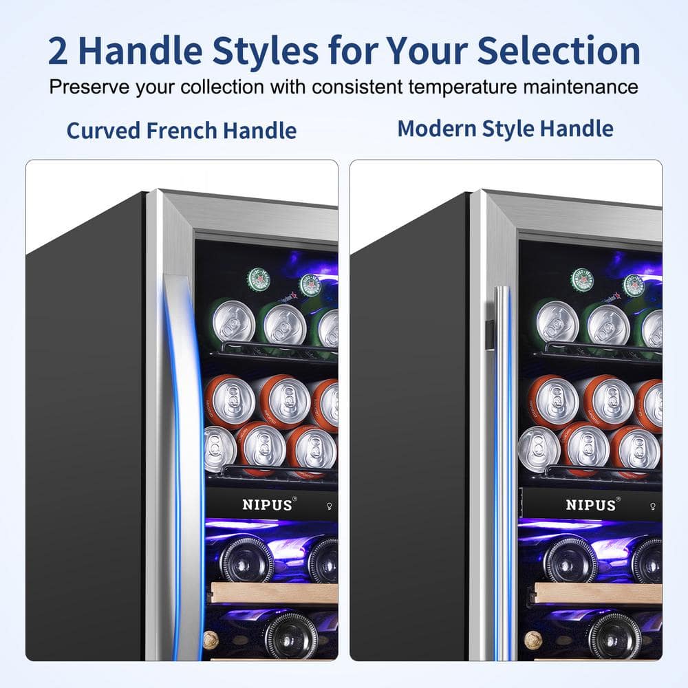 Nipus 24 Inch Dual Zone Stainless Steel Wine and Beverage Refrigerator