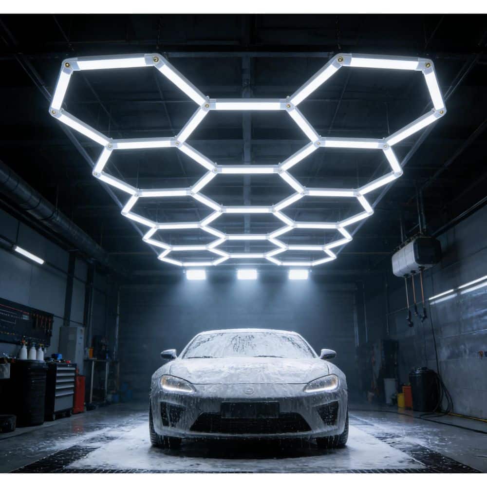 15 ft. 600-Watt 72000LM High Brightness 14-Grids Hexagon Garage LED Shop Light for Shopping Mall, Workshop，5000K White price history on PriceWatchPro