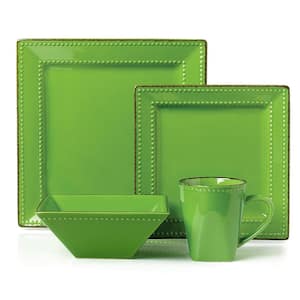 16-Piece Casual Green Ceramic Stone Dinnerware Set (Service for 4)