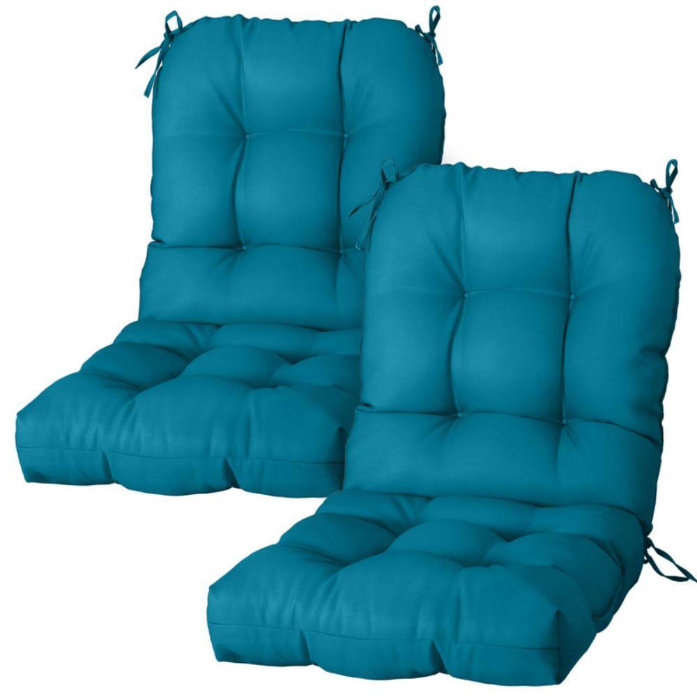 42 in. x 21 in. High Back Universal Outdoor Cushion, with Secure Ties for Patio, Deck & Garden in Peacock Blue price history on PriceWatchPro