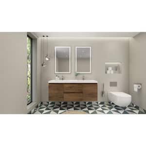 Bohemia 60 in. W Bath Vanity in Rosewood with Reinforced Acrylic Vanity Top in White with White Basins