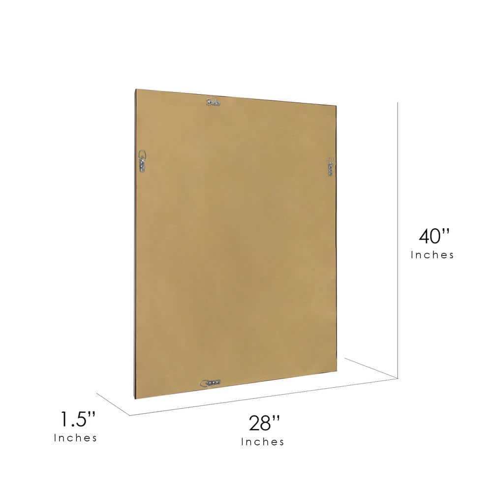 Modern Brushed Nickel Rectangular Wall Mirror 28 x 40 Inch