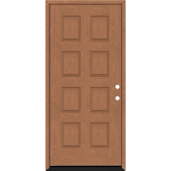 Steves & Sons Regency 42 in. x 96 in. 8-Panel LHIS Autumn Wheat Stain Mahogany Fiberglass Prehung Front Door
