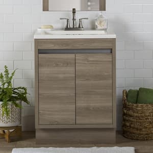 Raine 24 in. W x 19 in. D x 33 in. H Single Sink Freestanding Bath Vanity in Forest Elm with White Cultured Marble Top