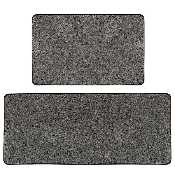 EVIDECO French home goods Speckled 48 in. x 20 in. and 32 in. x 20 in. Polyester Indoor Kitchen Mat Set of 2 Black/White