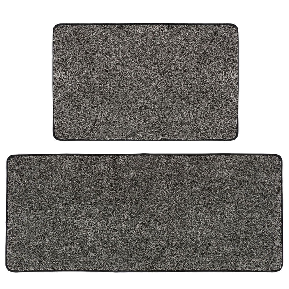 Speckled 48 in. x 20 in. and 32 in. x 20 in. Polyester Indoor Kitchen Mat Set of 2 Black/White price history on PriceWatchPro