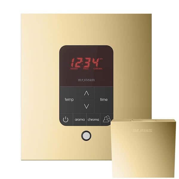 Mr. Steam iTempo Plus Square Steam Shower Control in Polished Brass