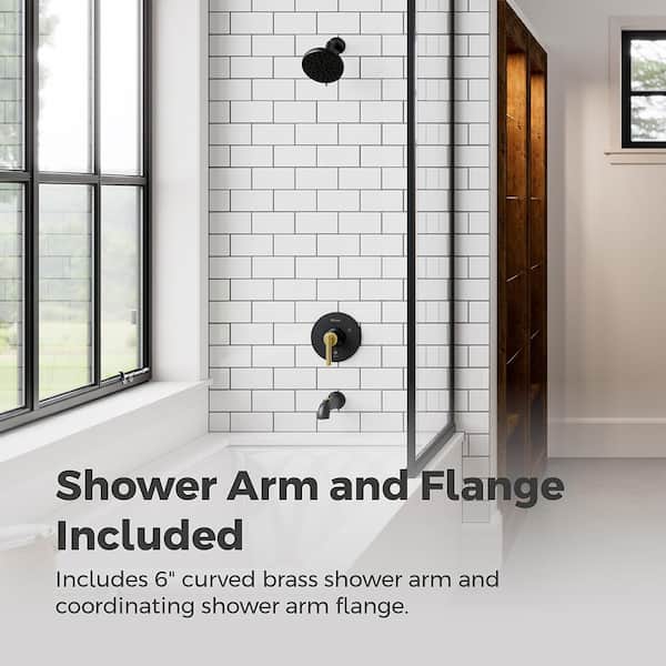 Capistrano Single Handle 6-Spray Wall Mount Tub and Shower Faucet 1.8 GPM 5.5 in. Black/Gold [Valve Included]