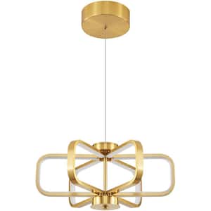 Modern 6-Light 30W 3000K Dimmable Integrated LED Gold Chandelier Height Adjustable Ceiling Hanging Light for Dining Room