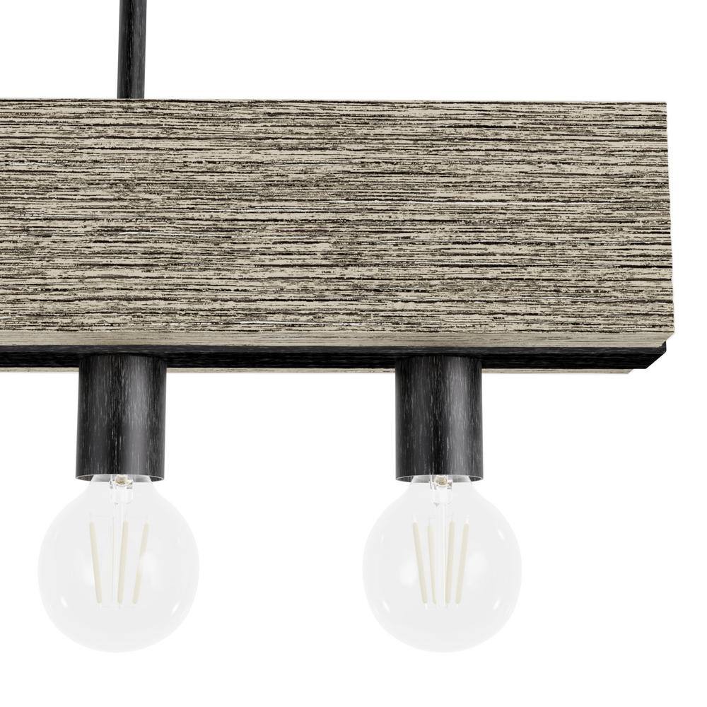 Rustic Iron and Barnwood 5-Light Linear Chandelier