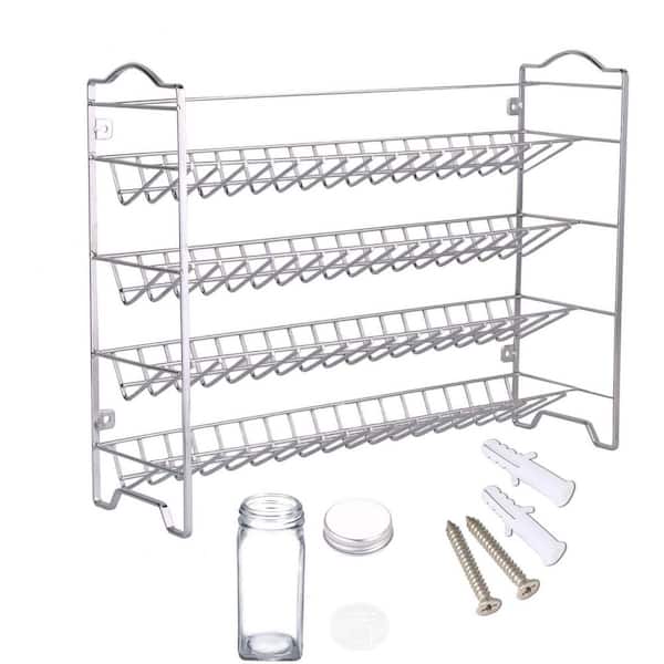 Numhew Silver Spice Rack Organizer Set with 36-Empty Square Spice Jars, 396-Spice Labels, Chalk Marker and Funnel
