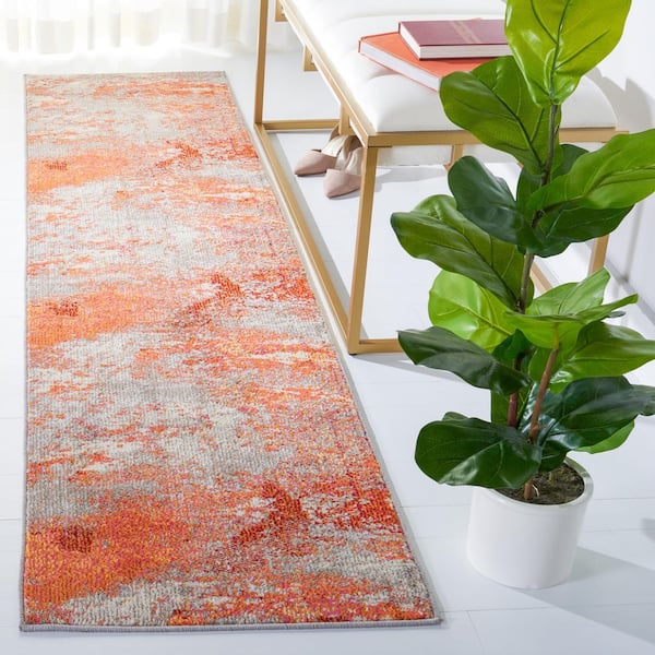 Madison Gray/Orange 2 ft. x 6 ft. Abstract Gradient Runner Rug