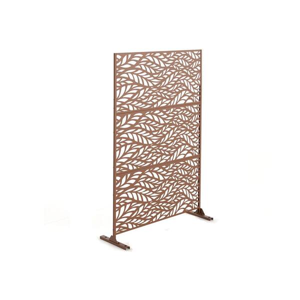 6.5 ft. H x 4 ft. W Laser Cut Metal Privacy Screen in Brown, 3 panels
