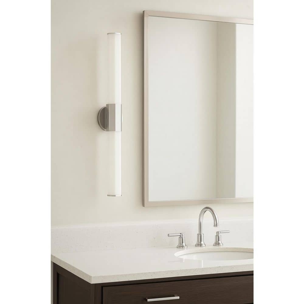 Facet 32 in. 3-Light in Polished Nickel Integrated LED Vanity Light with Invisimount 40-Watt Bath price history on PriceWatchPro
