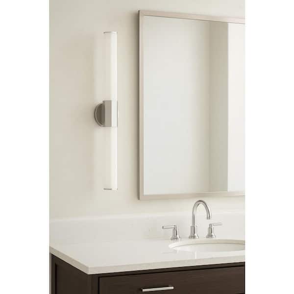 HINKLEY Hinkley Facet 32 in. 3-Light in Polished Nickel Integrated LED Vanity Light with Invisimount 40-Watt Bath
