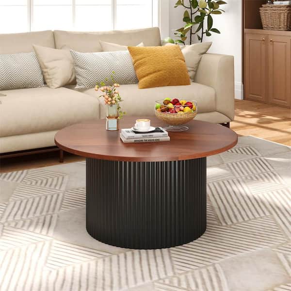 Round Coffee Table 32 in. Tea Table with Solid Wood Frame Home Accent Cocktail Table