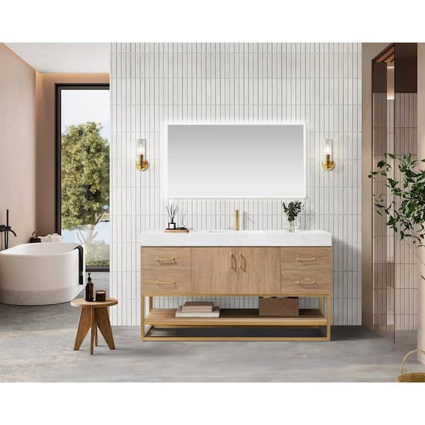 ROSWELL Alistair 60 in. W x 22 in. D x 33.9 in. H Single Sink Bath