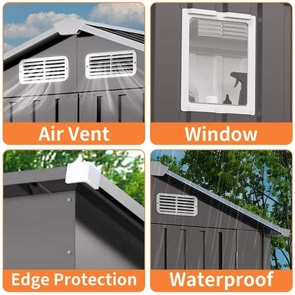 5 ft. W x 3 ft. D Metal Shed with Pitched Roof and Lockable Door, Garden Storage sheds in Gray (13 sq. ft. )