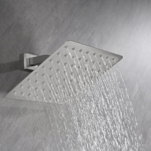 WELLFOR 1-Spray Patterns with 2.5 GPM 8 in. Wall Mount Rain Fixed Shower Head in Brushed Nickel