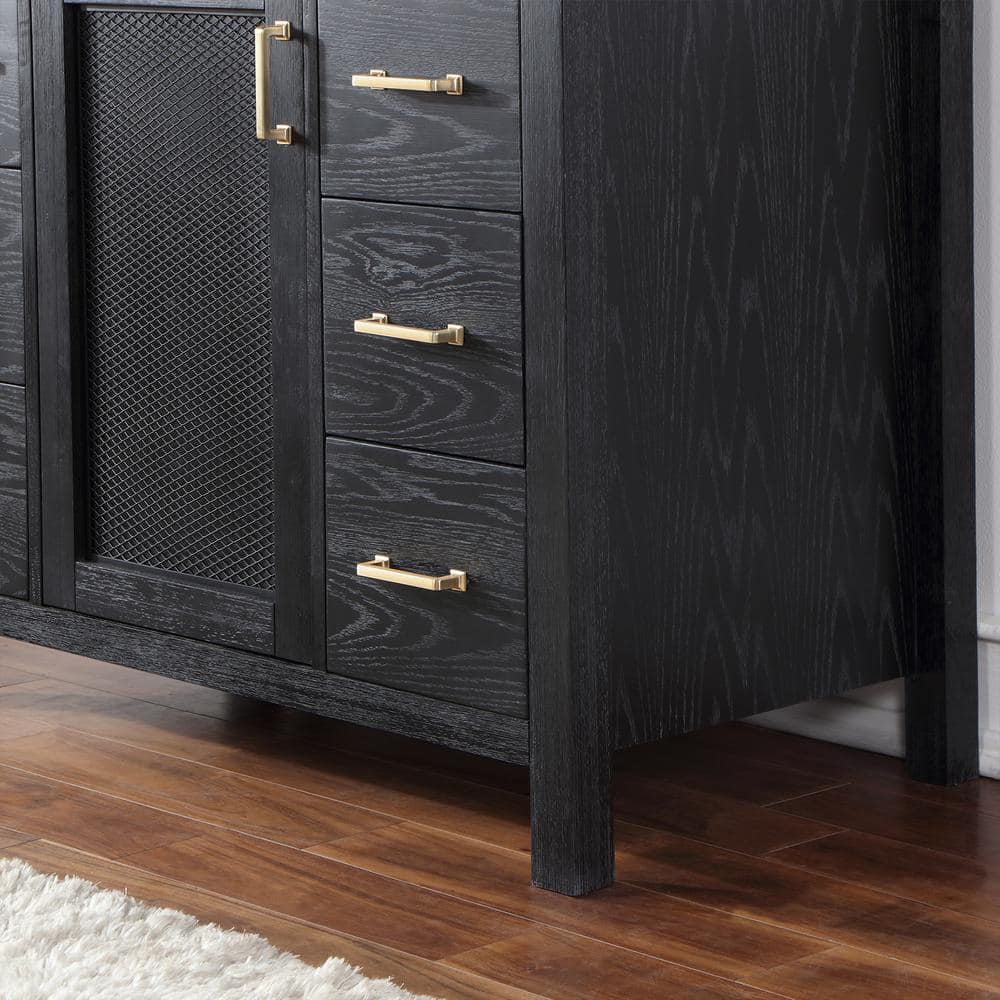Hadiya 42" Black Oak Vanity with Composite Stone Countertop