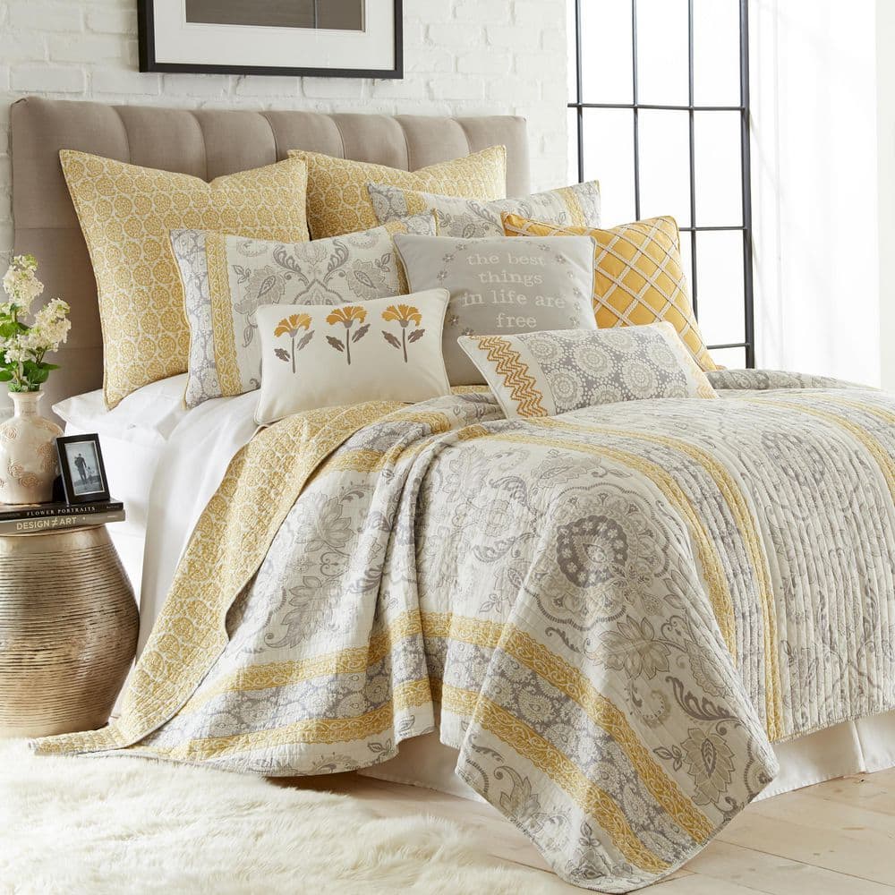St. Claire 20" Gray Cotton Decorative Pillow with Feather Insert