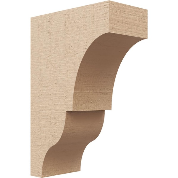 Ekena Millwork 4 in. x 12 in. x 8 in. Series 2 Classic Asheboro Rough Cedar Woodgrain Timberthane Polyurethane Corbel, Primed Tan