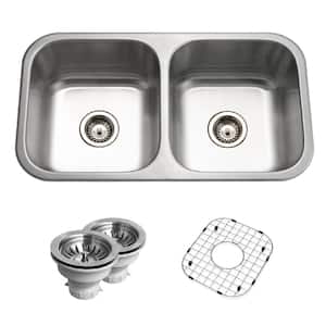 Belleo Series Drop-In 32 in. Stainless Steel Double Bowl Kitchen Sink