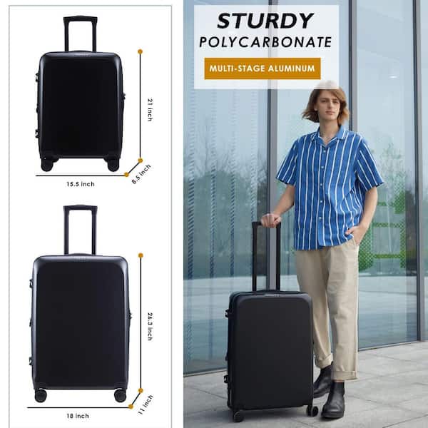 VERAGE 20/24 in. Black Suitcases Sets with Spinner Wheels, Expandable  Hardshell 2-Piece Luggage Sets for Travel, TSA Approved GM20062W  II-20-24-Black - The Home Depot