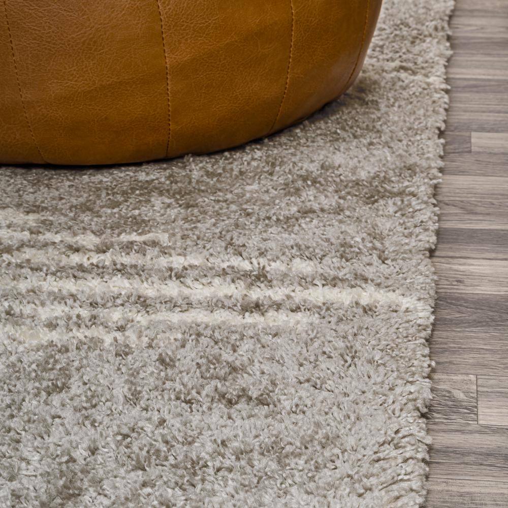 Gray and Ivory Diamond Stripe Geometric Shag Area Rug 4' x 6'