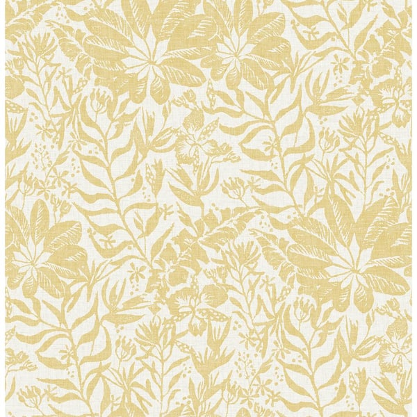 NuWallpaper Yellow Foliole Peel and Stick Wallpaper Sample