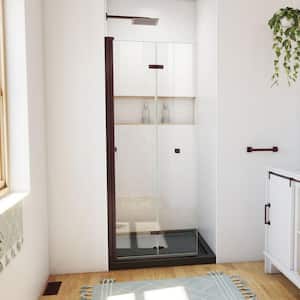 32 in. L x 32 in. W x 74 3/4 in. H Alcove Shower Kit with Bi Fold Frameless Shower Door and Shower Pan, ORB/Blk