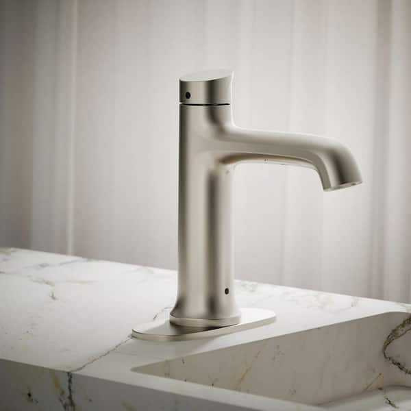Mistos Battery Powered Touchless Single Hole Bathroom Faucet in Vibrant Brushed Nickel