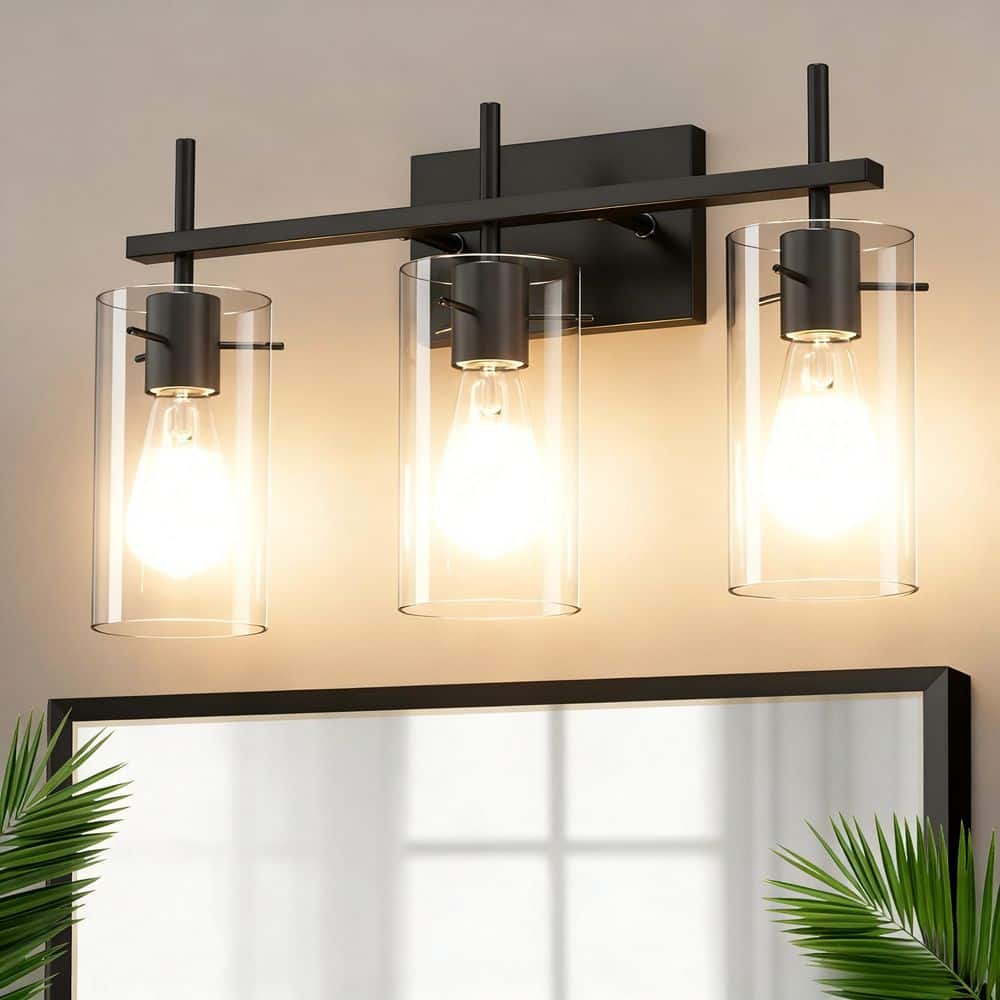 20.47in. 3-Light Vanity Light with E26 Bulb Socket and Black Finish in Pierced Glass Design price history on PriceWatchPro