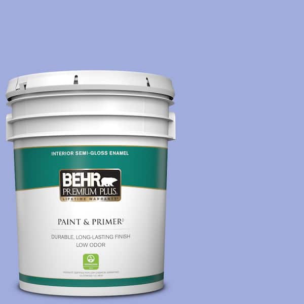 BEHR PREMIUM PLUS 5 gal. #P540-4 Lavender Sky Semi-Gloss Enamel Low Odor Interior Paint & Primer