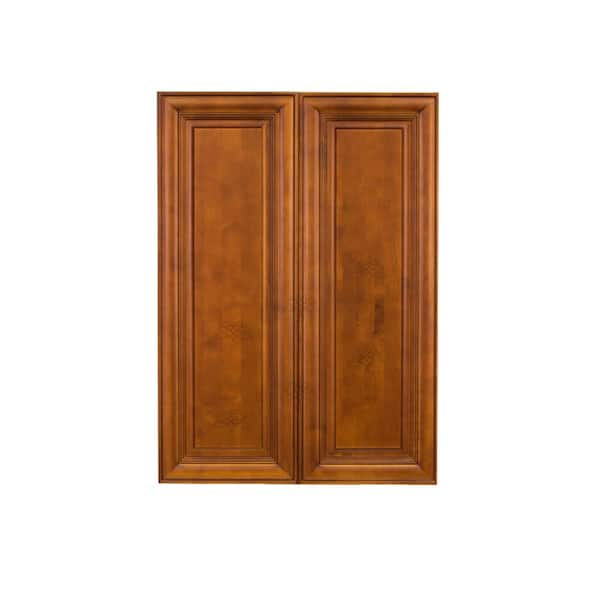 LIFEART CABINETRY Cambridge Assembled 24x42x12 in. Wall Cabinet with 2 Doors 3 Shelves in Chestnut