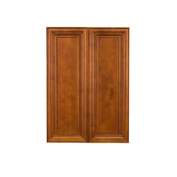 LIFEART CABINETRY Cambridge Assembled 33x42x12 in. Wall Cabinet with 2 Doors 3 Shelves in Chestnut