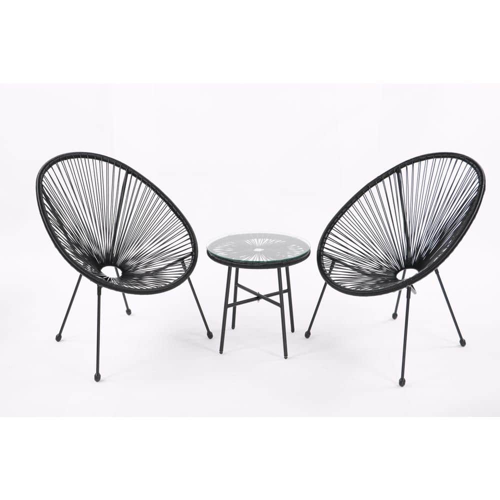 3-Piece All Weather PE Rattan Wicker Armless Middle Outdoor Sectional Chair