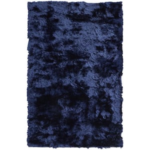 Blue and Black  4 ft. x 6 ft. Shag Tufted Handmade Area Rug