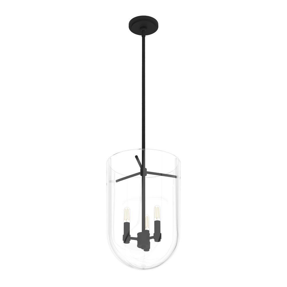 Sacha 16'' Black Modern LED Glass Bell-Shaped Pendant