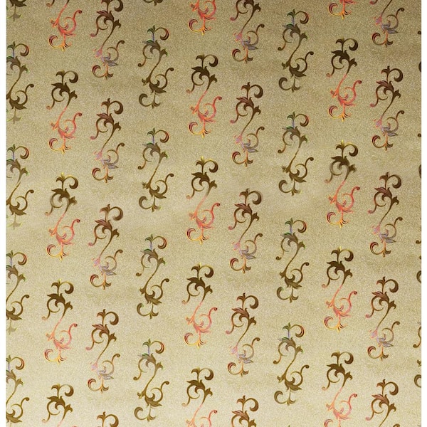 Dundee Deco Vines Red Yellow on Light Brown Vinyl Strippable Roll (Covers 26.6 sq. ft.)