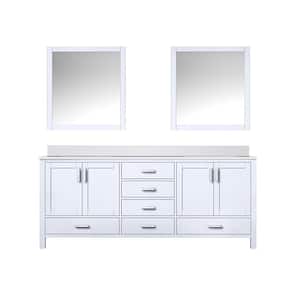 Jacques 80 in. W x 22 in. D White Double Bath Vanity, White Quartz Top, and 30 in. Mirrors