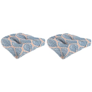 19 in. L x 19 in. W x 4 in. T Tufted Outdoor Wicker Seat Cushion in Andorra Tiger Lily (2-Pack)