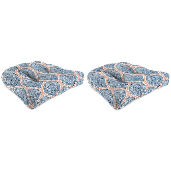 Jordan Manufacturing 19 in. L x 19 in. W x 4 in. T Tufted Outdoor Wicker Seat Cushion in Andorra Tiger Lily (2-Pack)