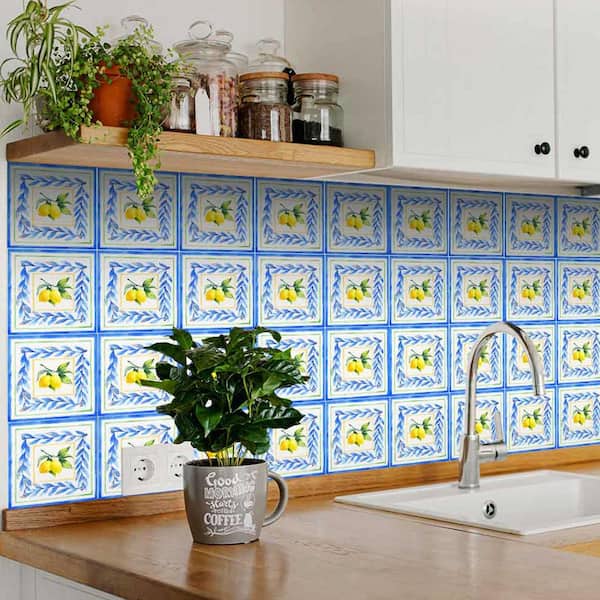 Yellow L02 4 in. x 4 in. Vinyl Peel and Stick Tile (24-Tiles, 2.67 sq.ft./Pack)