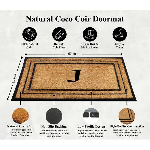 A1HC Natural Coir & Rubber Doormat, 30 in. x 60 in., Thick & Non